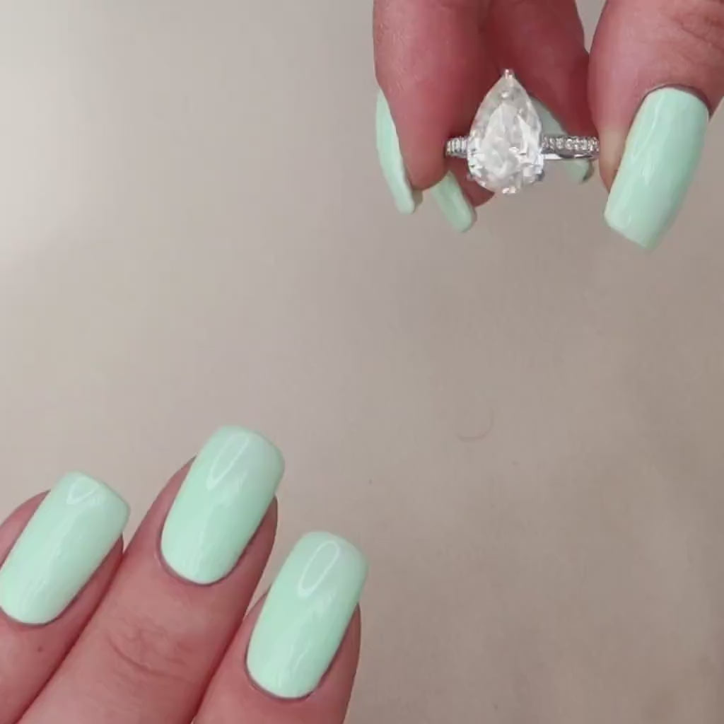 5.0 CT Pear Pave Setting Moissanite Engagement Ring